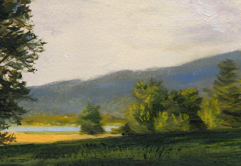 Pend Oreille River Afternoon Trees Painting Giclée Print Crop 1