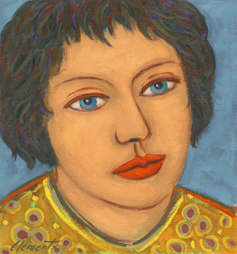 Imaginary Colorful Portrait of European Woman Painting Giclée Print