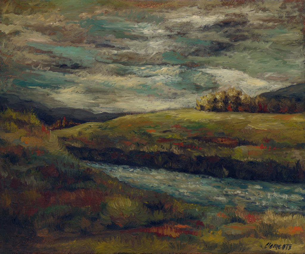 Dark Brooding Stormy River Landscape Painting Giclée Print