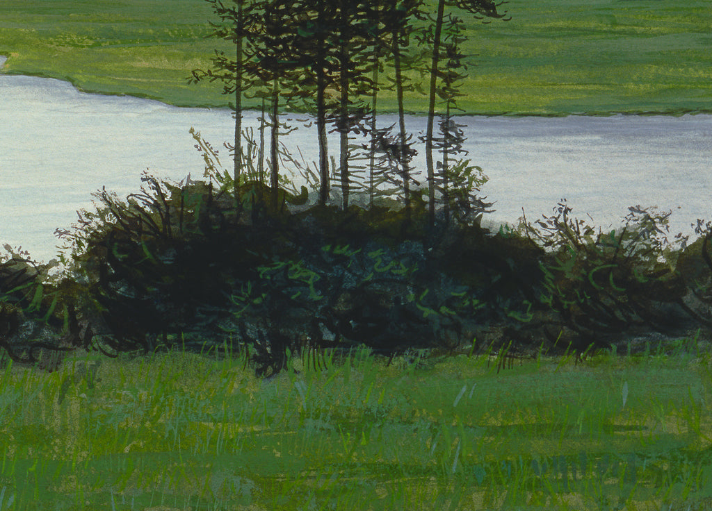 Idaho Pend Oreille River Evening Landscape Painting Giclée Print Crop 2