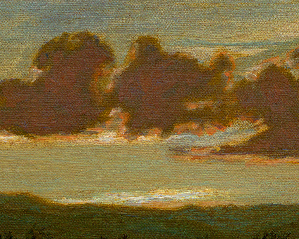 Colorful Pend Oreille River Sunset Painting Giclée Print Crop 1