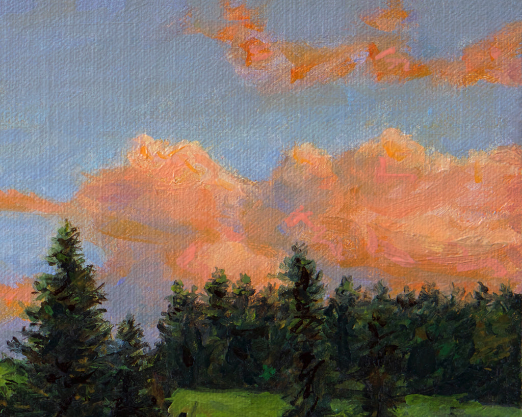 Palouse Sunset Farm Hill with Trees Painting Giclée Print Crop 2