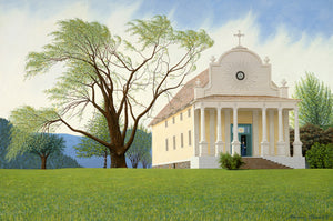 Thomas Clements Art of the Oldest Building in Idaho, the Mission of the Sacred Heart at Cataldo Idaho.