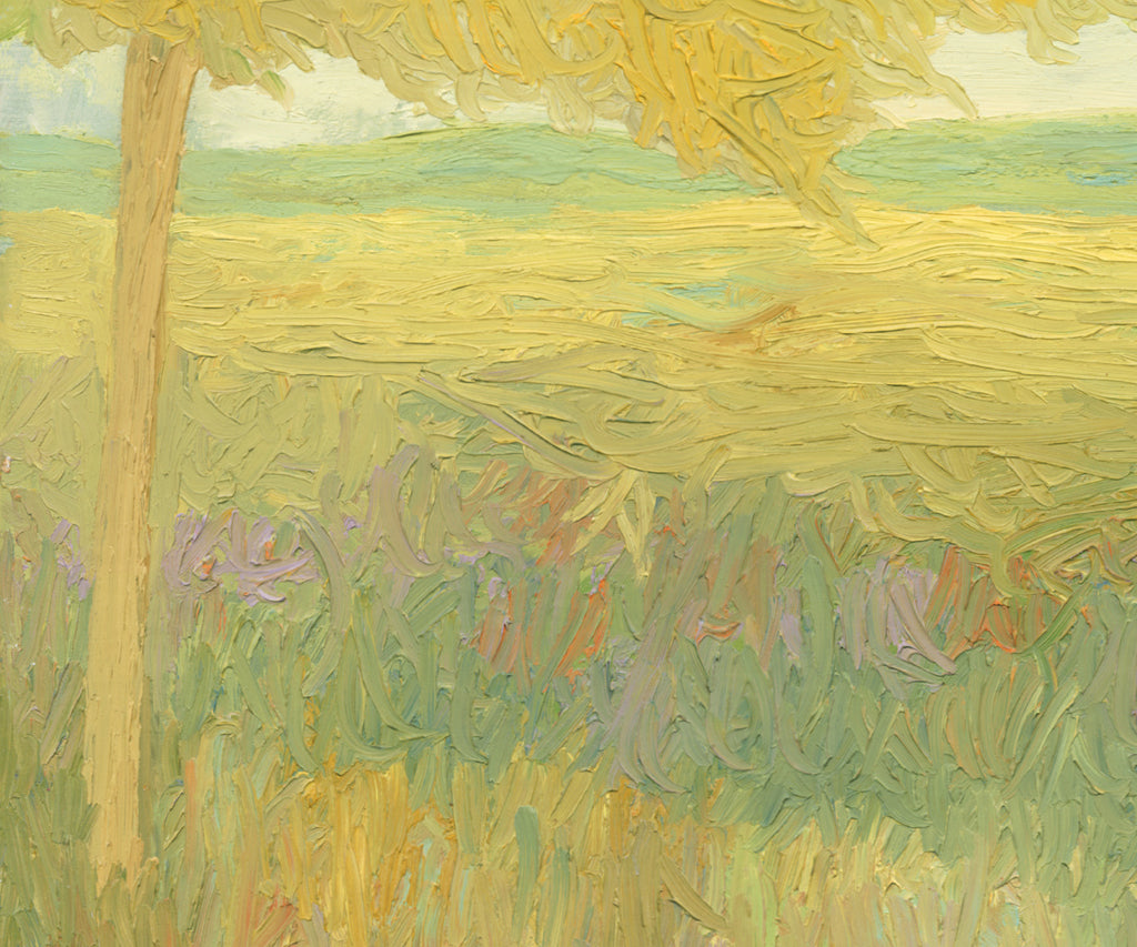 Yellow Impressionistic Summer Trees Painting Giclée Print Crop 2