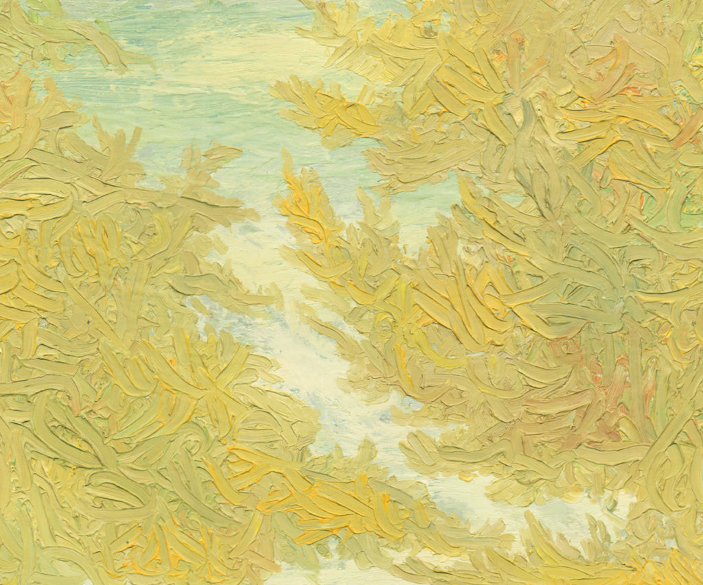 Yellow Impressionistic Summer Trees Painting Giclée Print Crop 3