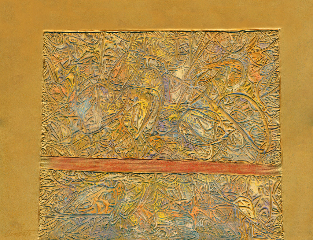 Gold Abstract Relief Painting Giclée Print