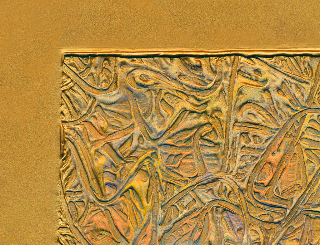 Gold Abstract Relief Painting Giclée Print Crop 2