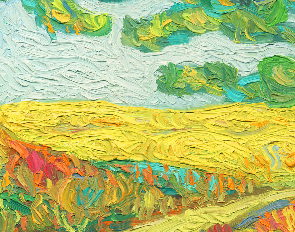 A Road and Two Trees Childlike Colorful Painting Giclée Print Crop 1