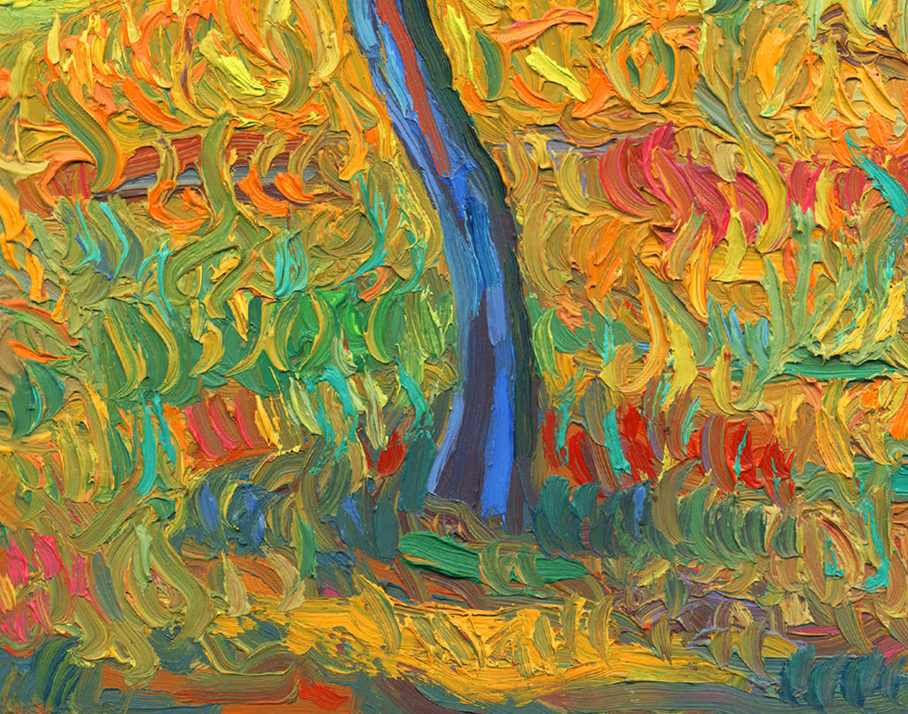 A Road and Two Trees Childlike Colorful Painting Giclée Print Crop 3