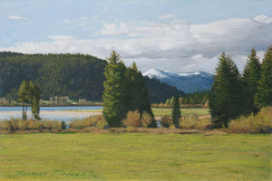 Pend Oreille River With Snowy Mountains Painting Giclée Print