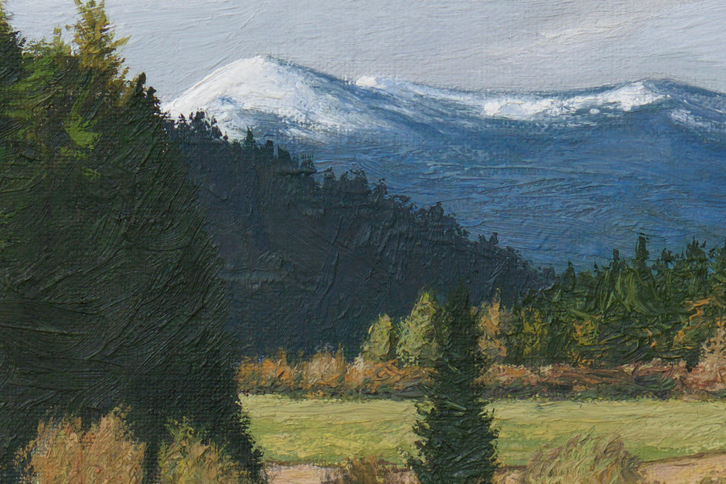 Pend Oreille River With Snowy Mountains Painting Giclée Print Crop 1