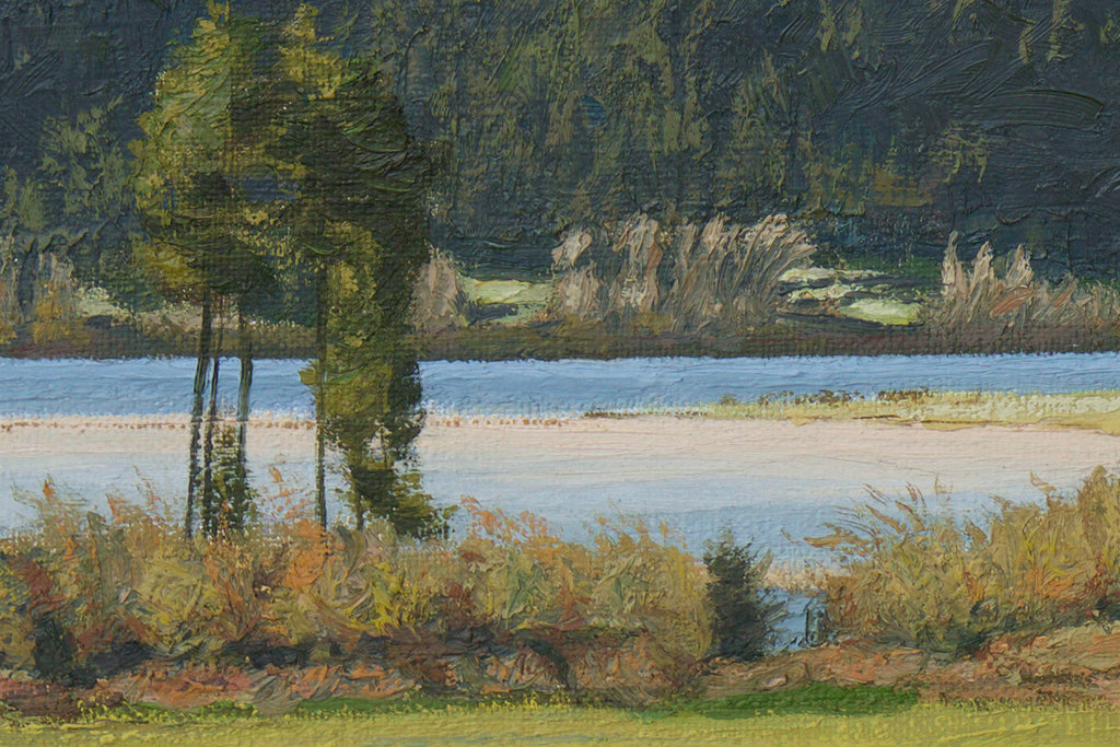 Pend Oreille River With Snowy Mountains Painting Giclée Print Crop 2