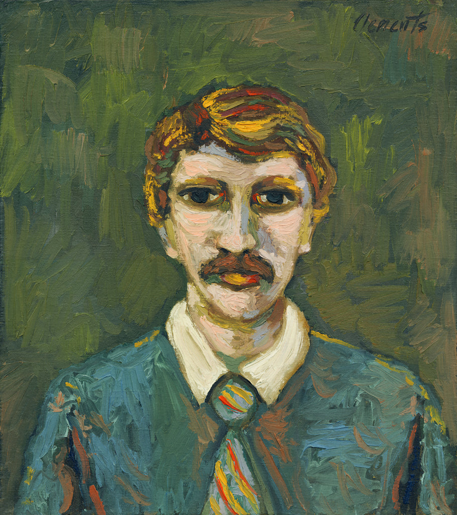 Expressionist Portrait Man Blue Shirt Painting Giclée Print