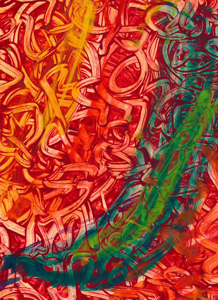 Bright Red Abstract Painting Giclée Print Crop 1