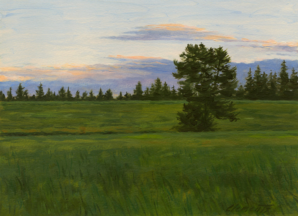 Sunset With Single Tree in Field Painting Giclée Print