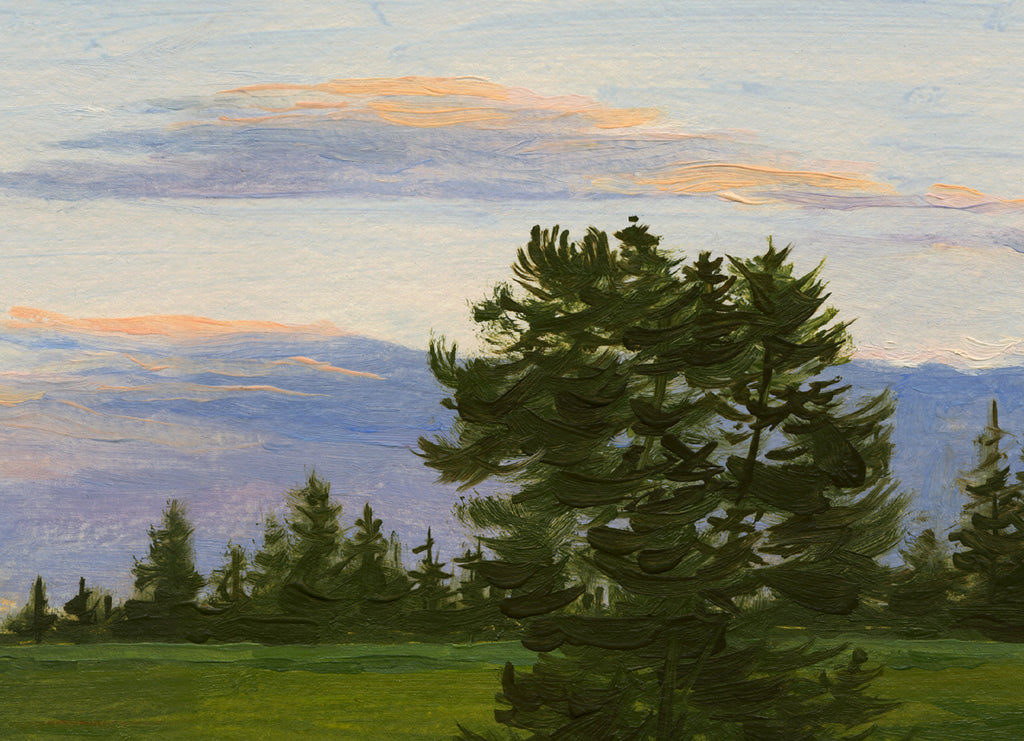Sunset With Single Tree in Field Painting Giclée Print Crop 1