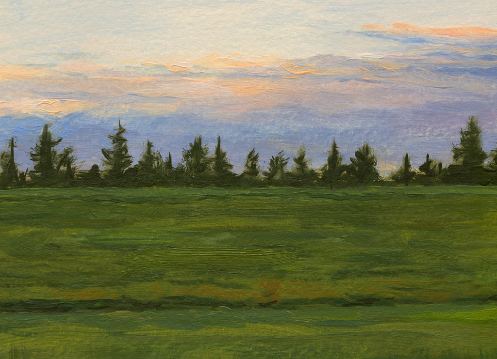 Sunset With Single Tree in Field Painting Giclée Print Crop 2