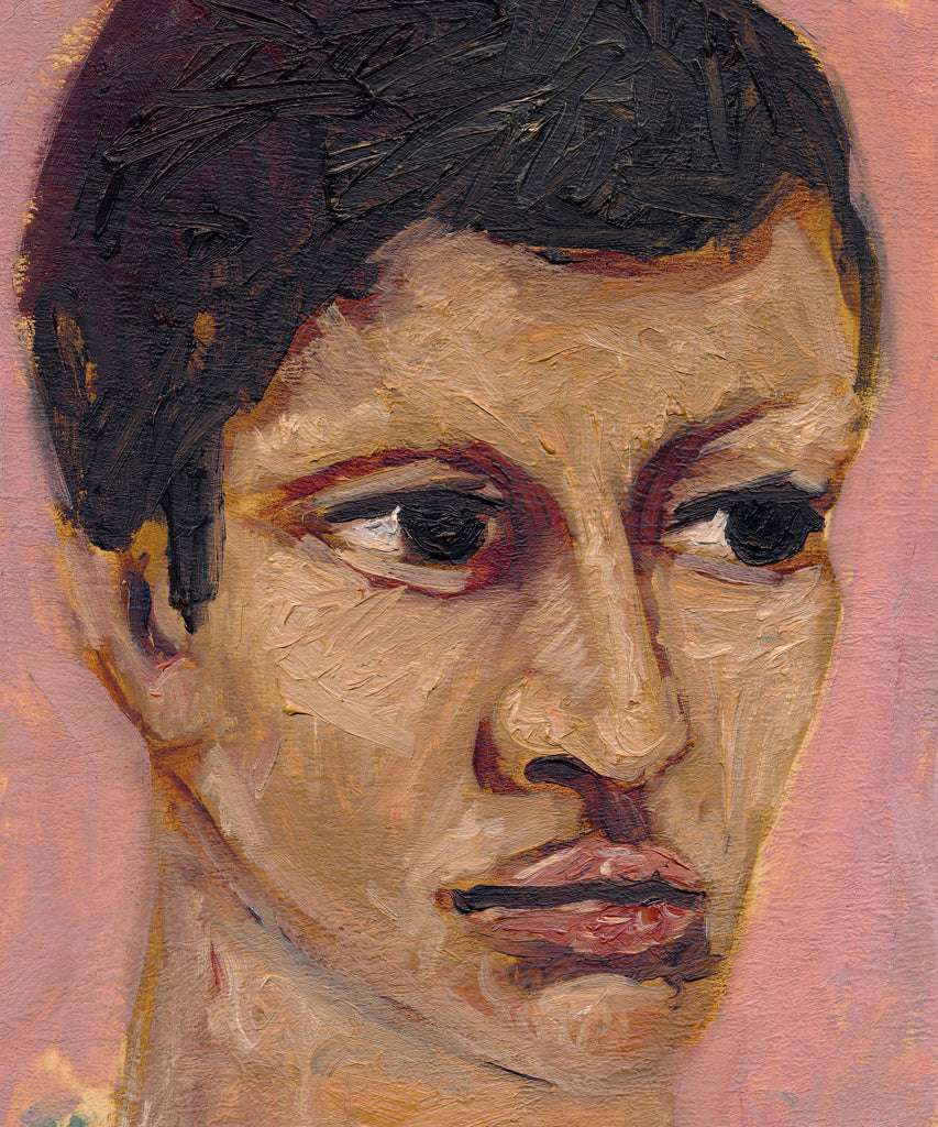 Expressionist Raw Man with Green Pink Painting Giclée Print Crop 1