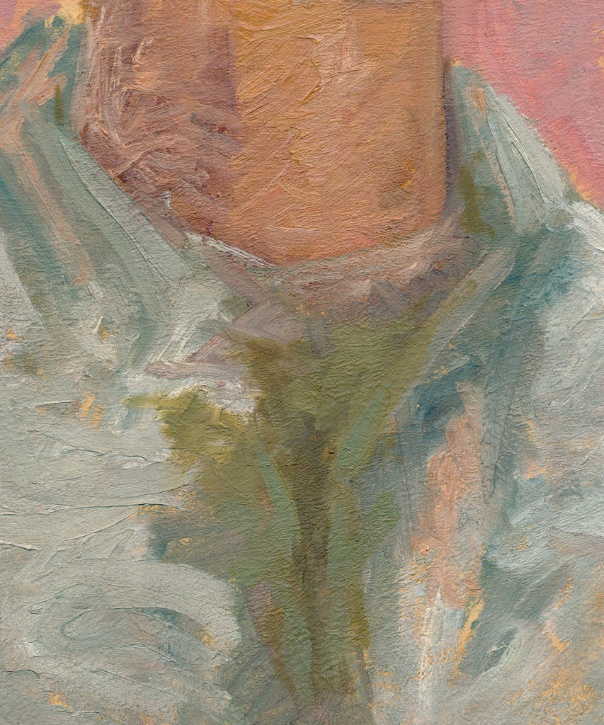Expressionist Raw Man with Green Pink Painting Giclée Print Crop 3