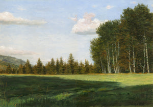 Blue Sky Sunny Birch Trees Along Ridge Painting Giclée Print