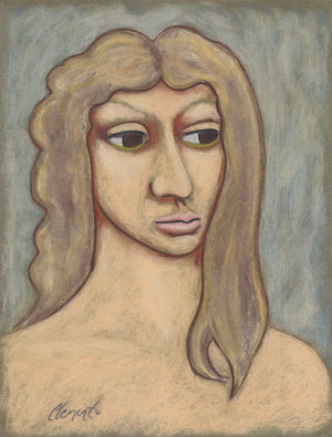 Primitive Woman Pastel Portrait Giclée Print