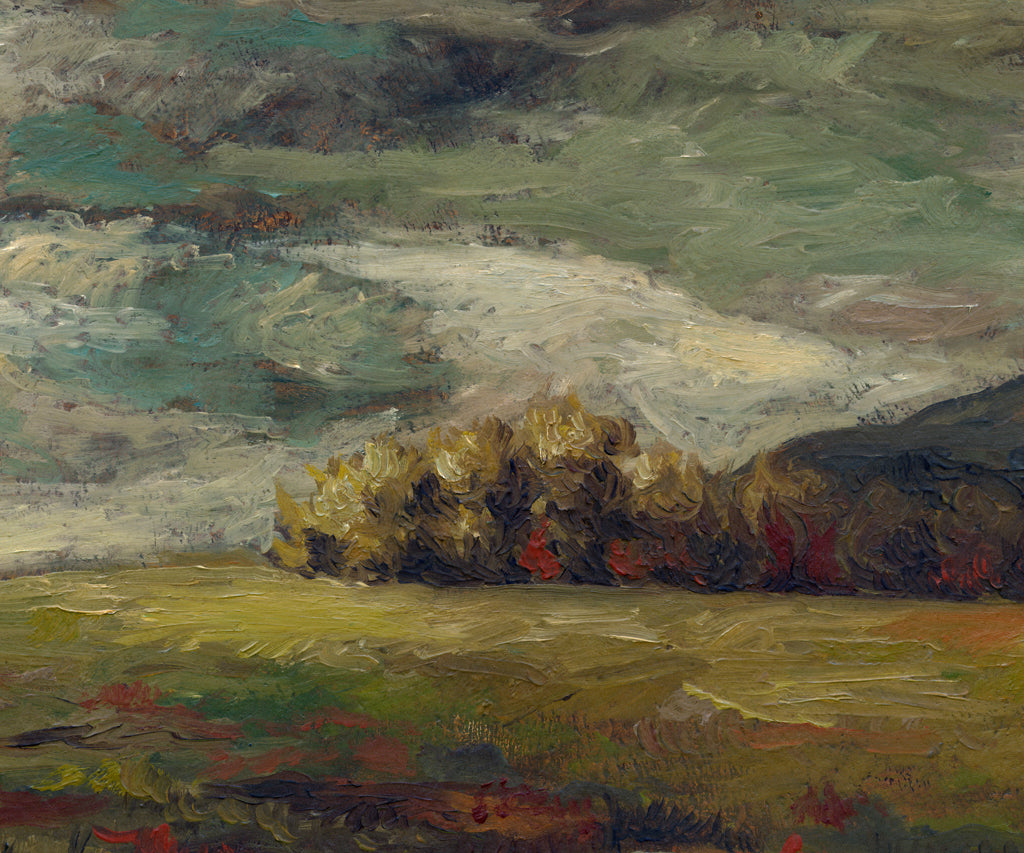 Dark Brooding Stormy River Landscape Painting Giclée Print Crop 1