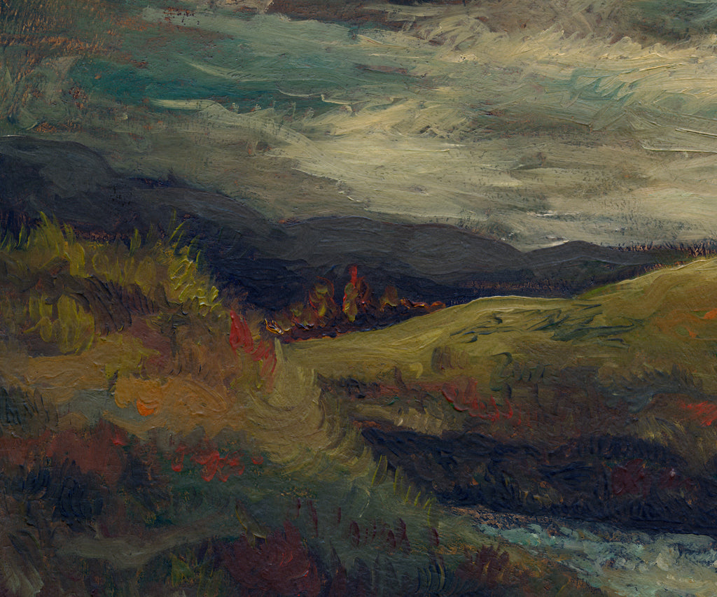 Dark Brooding Stormy River Landscape Painting Giclée Print Crop 2