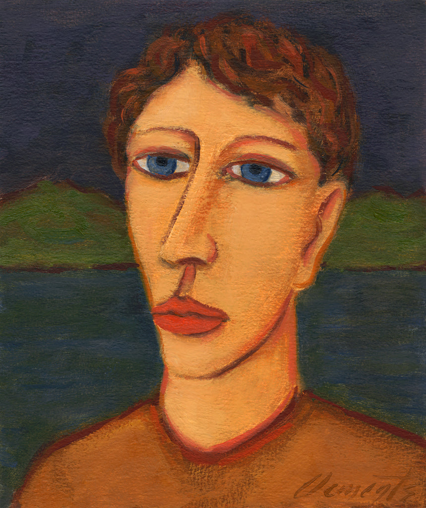 Imaginary Night Portrait of Man on River Painting Giclée Print