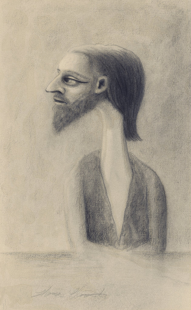 Surreal Portrait Pencil Drawing of Man Giclée Print