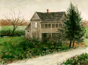 Imaginary Rural House Along Road Painting Giclée Print