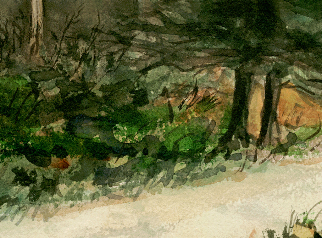 Imaginary Rural House Along Road Painting Giclée Print Crop 2