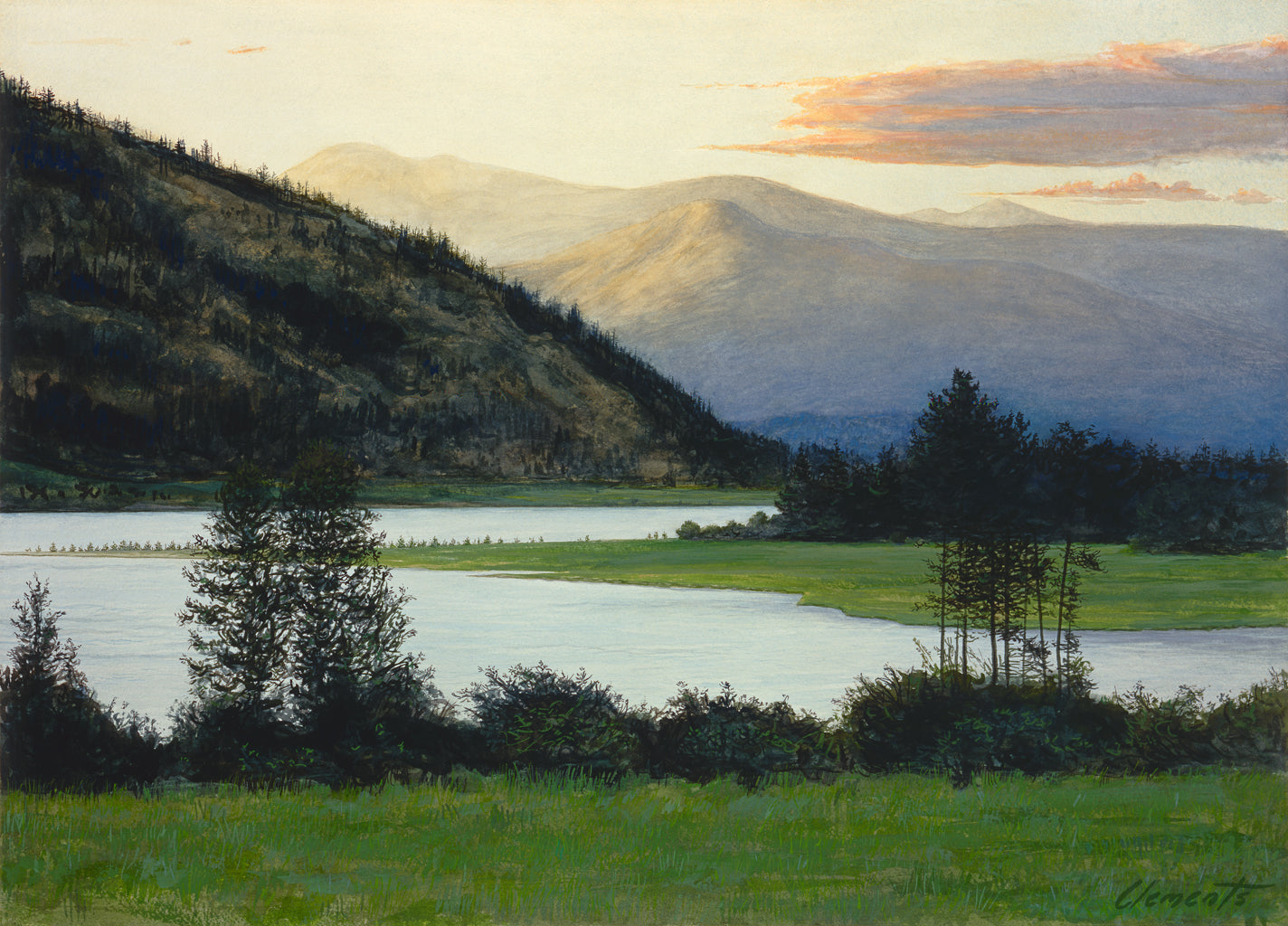 Idaho Pend Oreille River Evening Landscape Painting Giclée Print