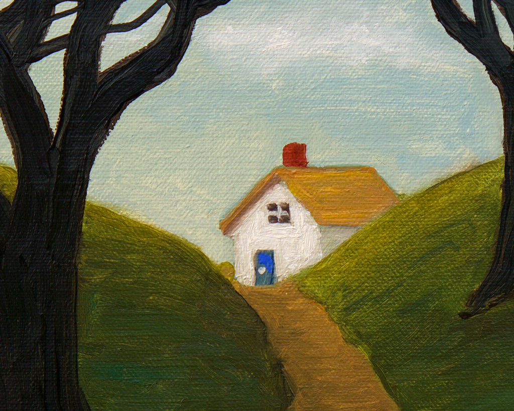 House Along Road With Woods Painting Giclée Print Crop 1