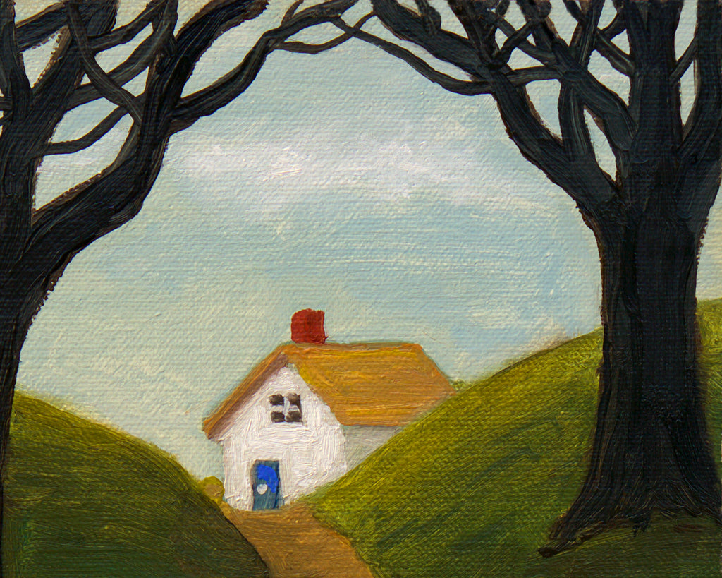 House Along Road With Woods Painting Giclée Print Crop 3