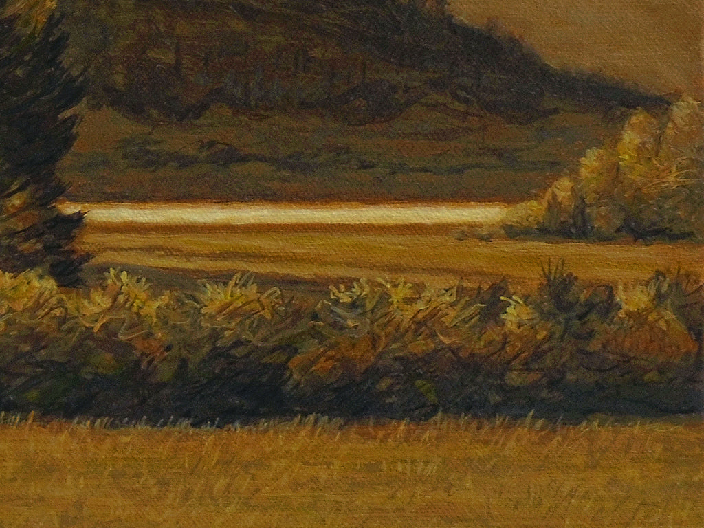 Amber Colored River Landscape With Mountains Painting Giclée Print Crop 3