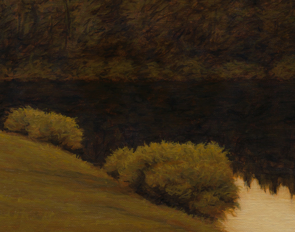 Afternoon Moody Landscape with Water Painting Giclée Print Crop 1