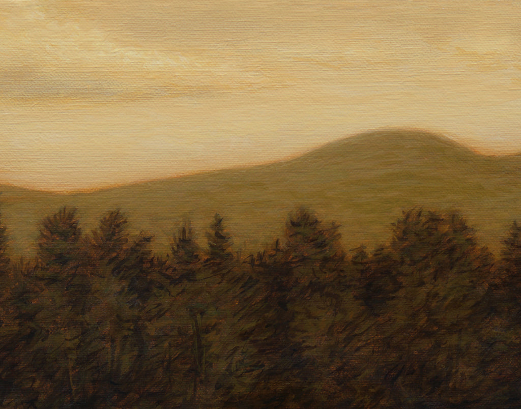Afternoon Moody Landscape with Water Painting Giclée Print Crop 2