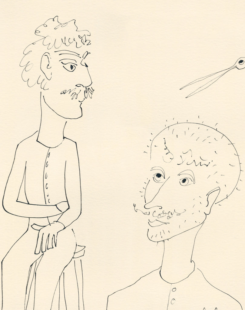 Humorous Drawing People Cartoon Painting Giclée Print Crop 1