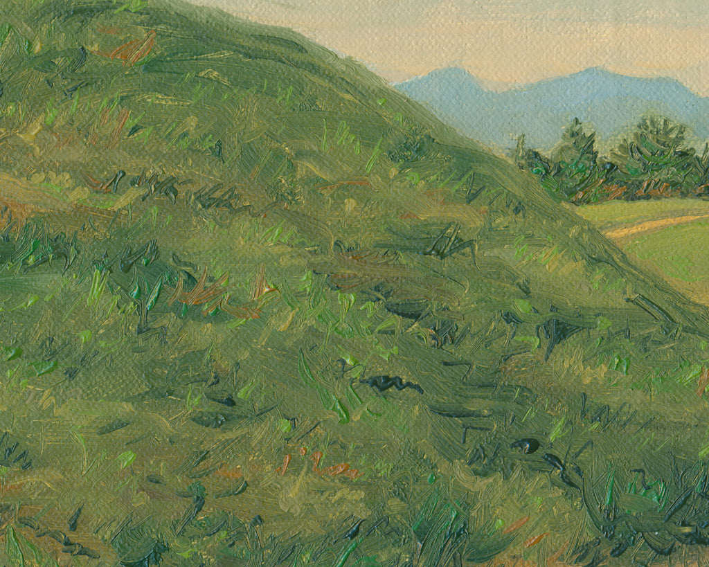 Farm House Road with Mountains Painting Giclée Print Crop 2