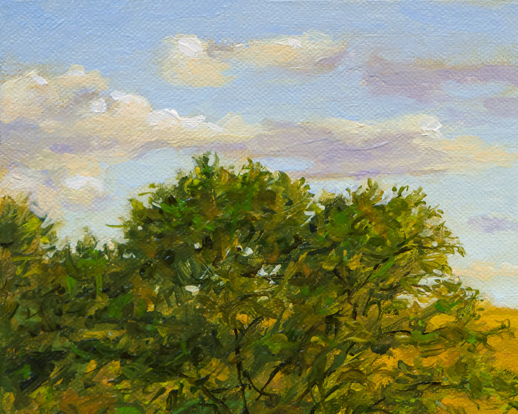 Sunny Palouse Farm Field with Trees Painting Giclée Print Crop 2